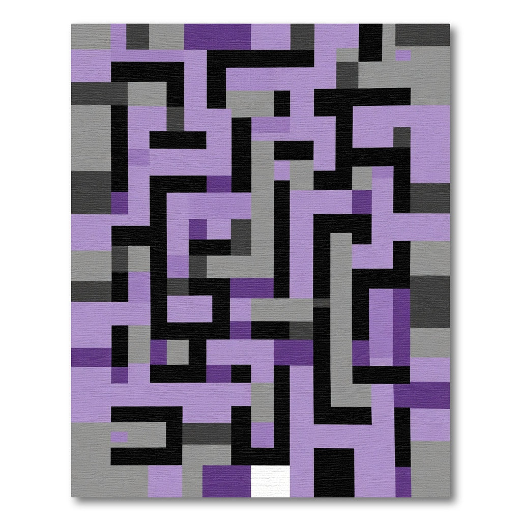 Purple Gray Black Geometric Maze Rug