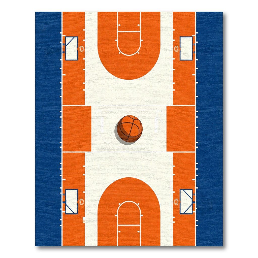 Orange Blue Basketball Court Rug