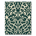 Dark Green Leafy Damask Scroll Rug