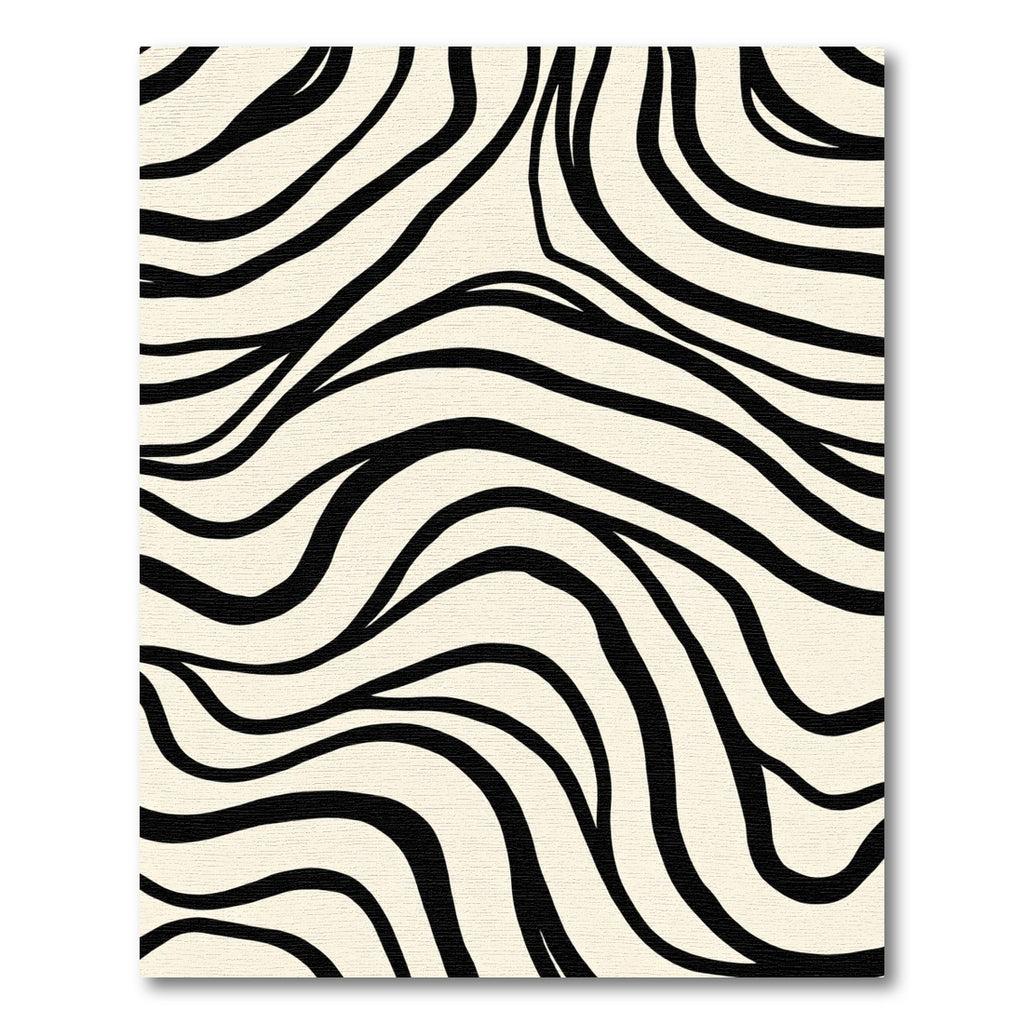 Cream and Black Abstract Zebra Stripes Rug