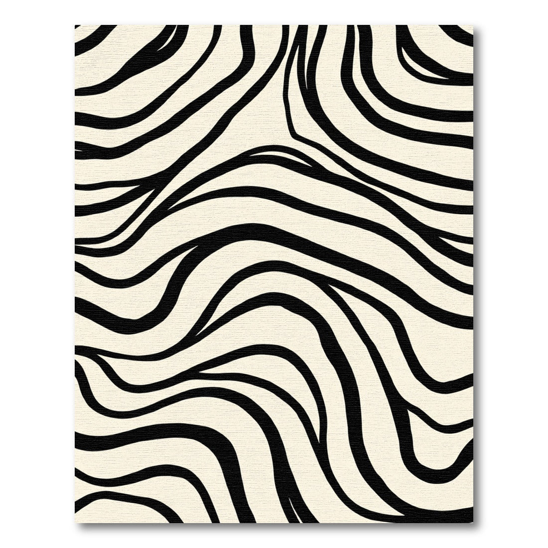 Cream and Black Abstract Zebra Stripes Rug