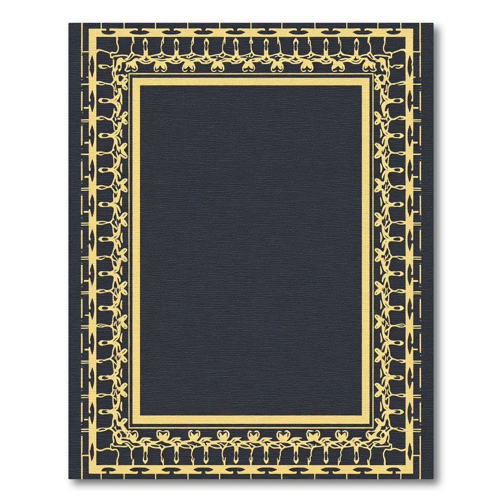 Golden Art Deco Floral Frame Rug