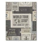 Vintage Travel Stamp Airplane Globe Rug