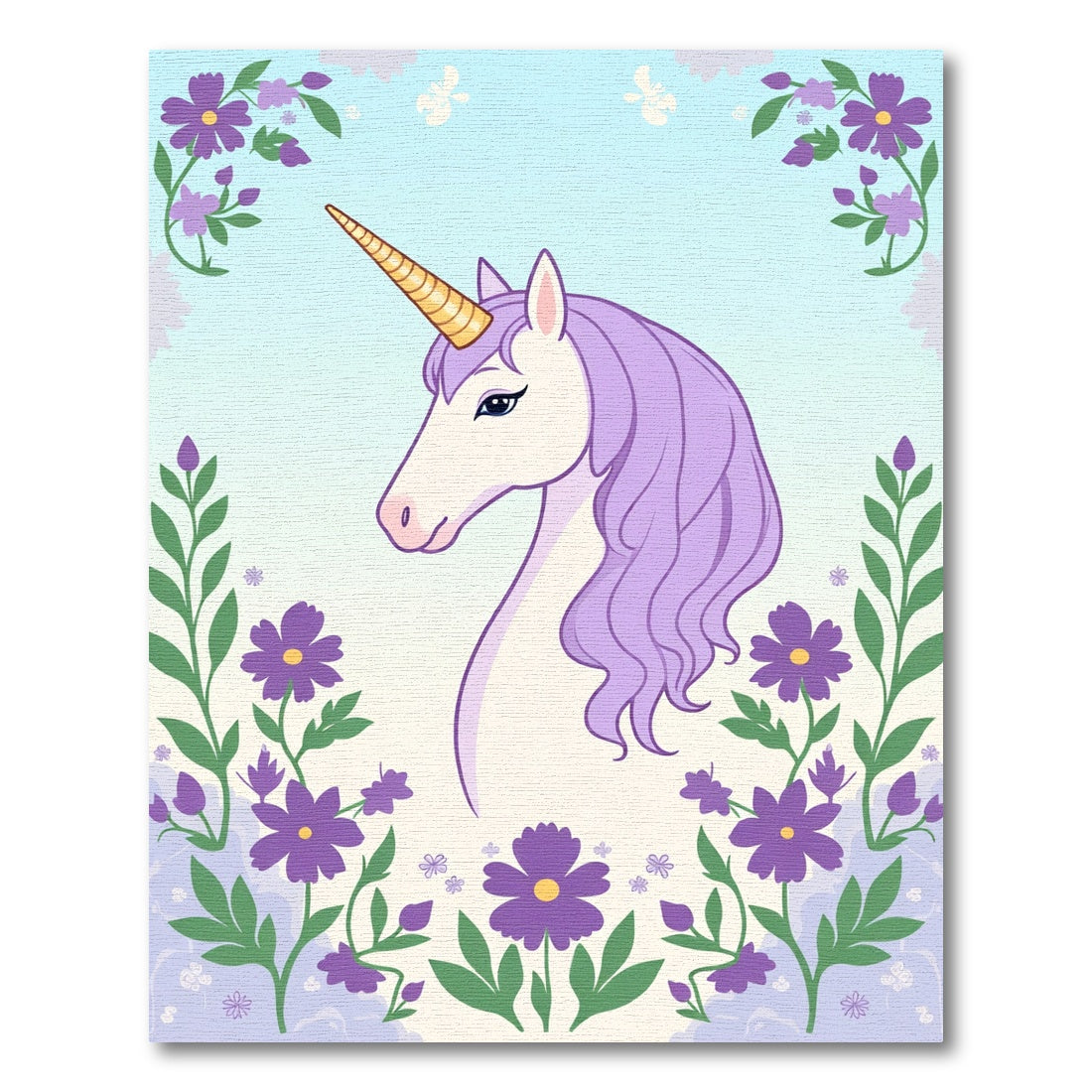 Purple Unicorn Floral Meadow Rug