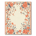 Coral Peony Garden Floral Vines Rug