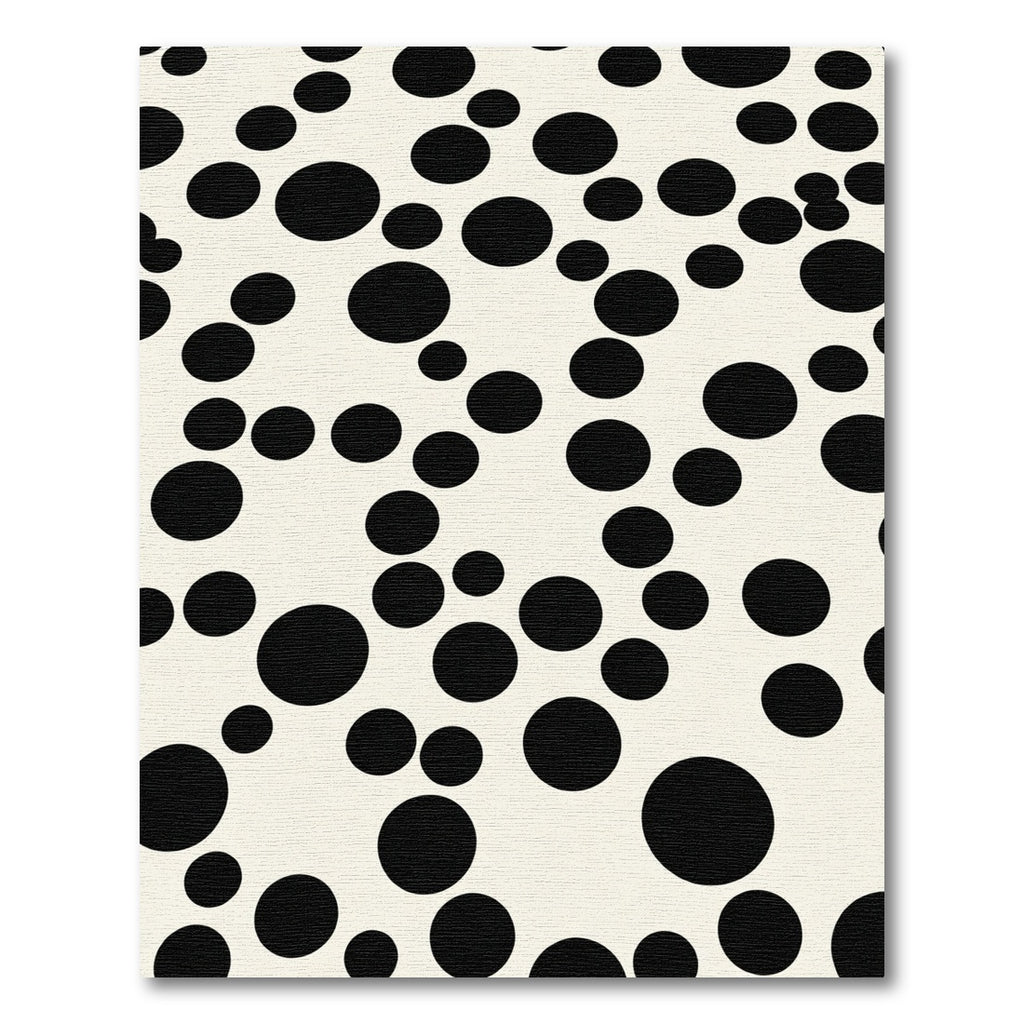 Cream Black Scattered Circles Rug