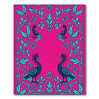 Vibrant Pink Teal Peacock Floral Rug