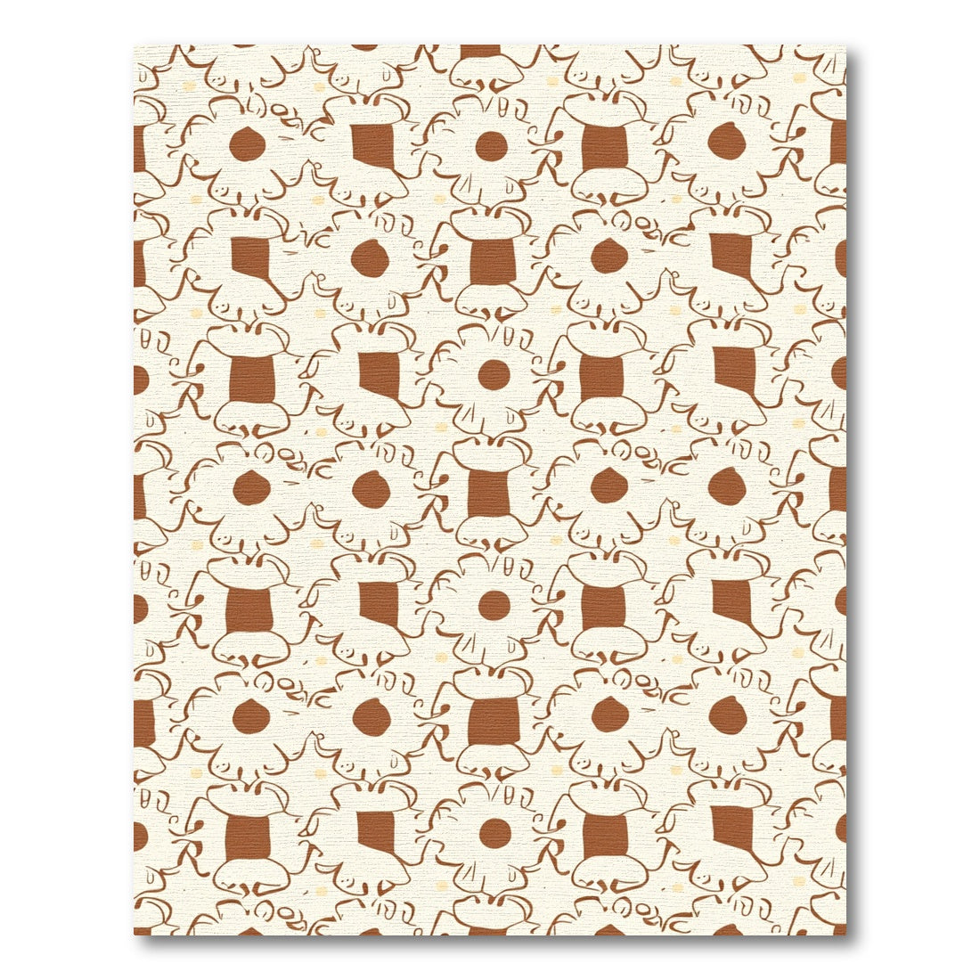 Cream Brown Abstract Floral Connection Rug