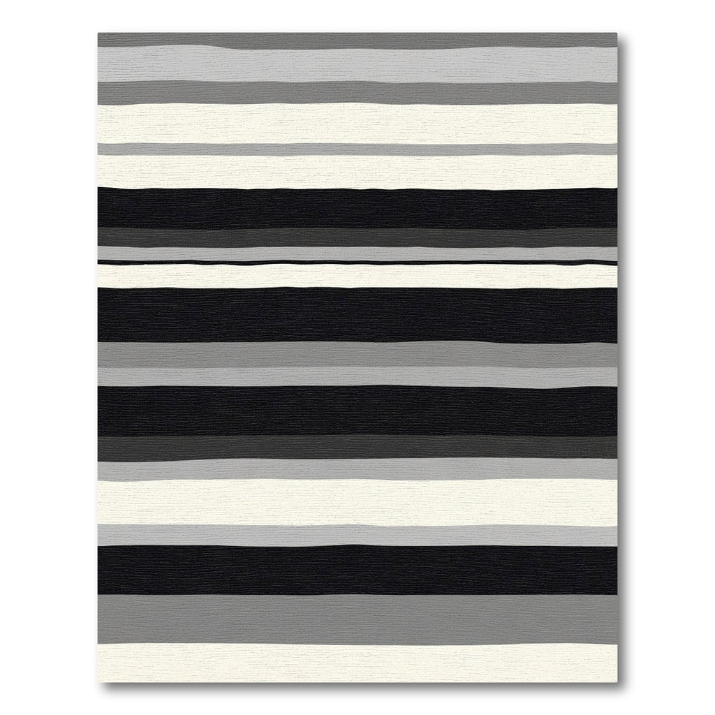 Black Gray White Striped Contemporary Rug