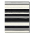 Black Gray White Striped Contemporary Rug