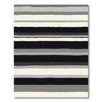 Black Gray White Striped Contemporary Rug