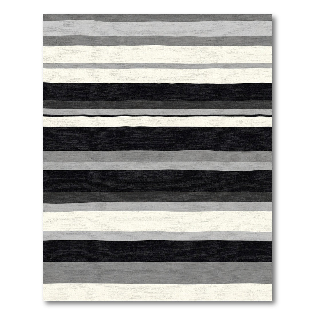Black Gray White Striped Contemporary Rug