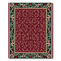 Crimson Floral Scroll Border Rug