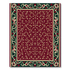 Crimson Floral Scroll Border Rug