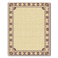 Rich Plum Floral Bordered Cream Rug