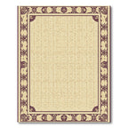 Rich Plum Floral Bordered Cream Rug