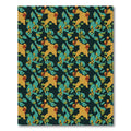 Deep Teal Ochre Abstract Floral Harmony Rug