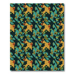 Deep Teal Ochre Abstract Floral Harmony Rug
