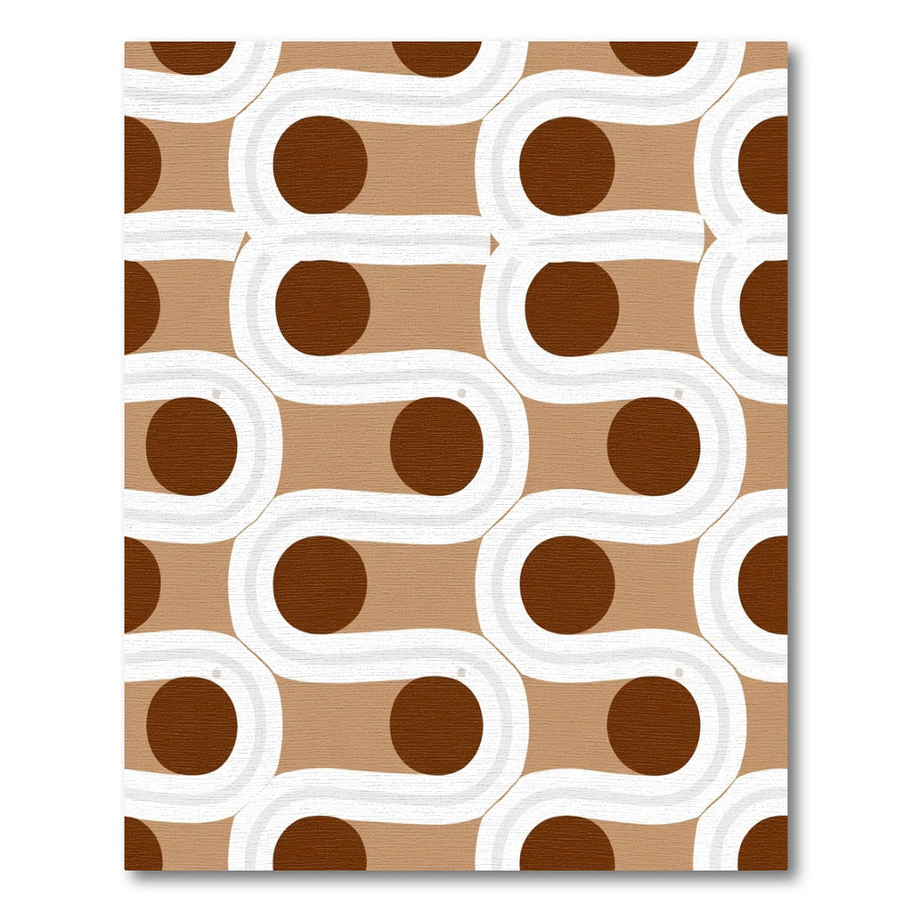 Brown and White Wavy Circles Rug