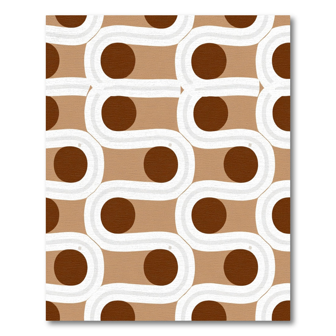 Brown and White Wavy Circles Rug
