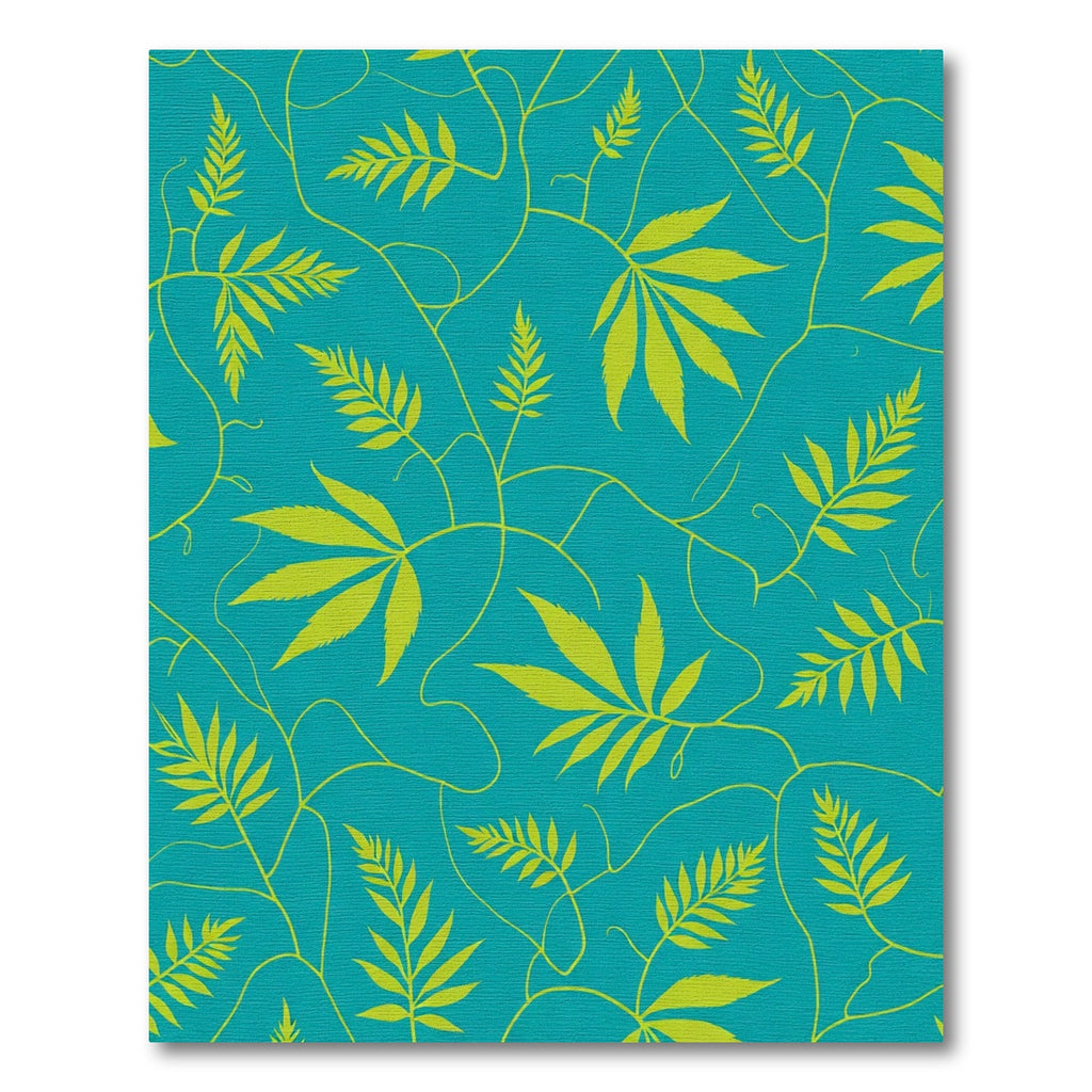 Teal Leafy Vine Abstract Art Rug