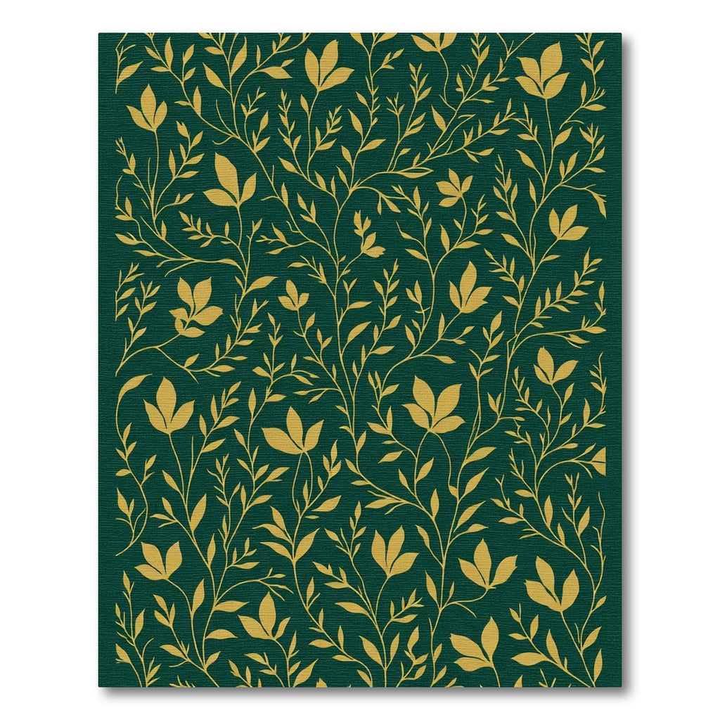 Deep Green Golden Floral Vine Rug
