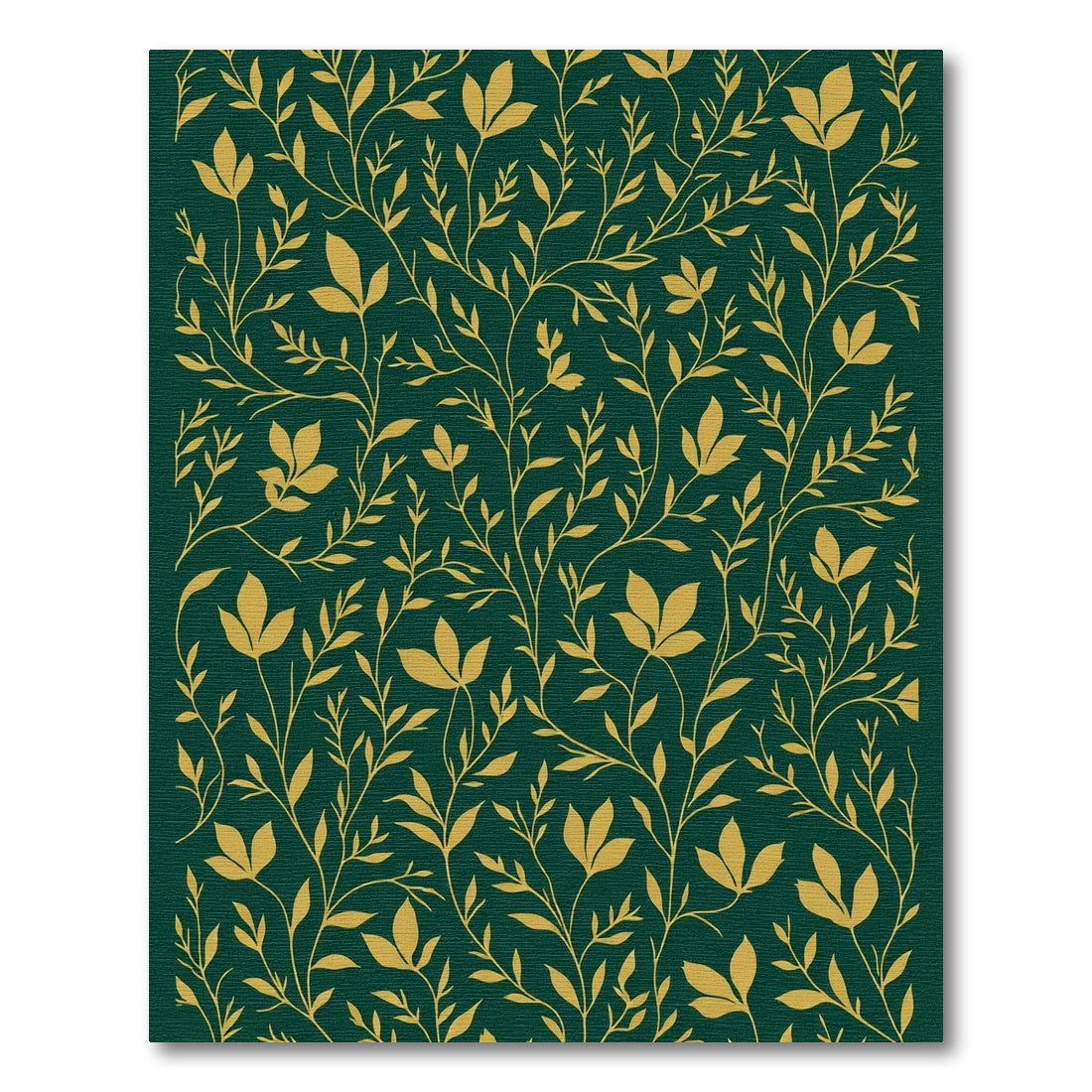 Deep Green Golden Floral Vine Rug