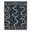 Navy Gold Art Nouveau Swirl Rug