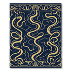 Navy Gold Art Nouveau Swirl Rug