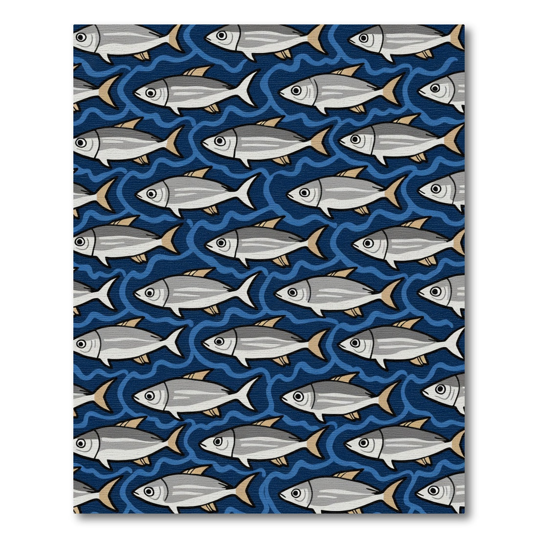 Schooling Fish Mid Ocean Waves Rug