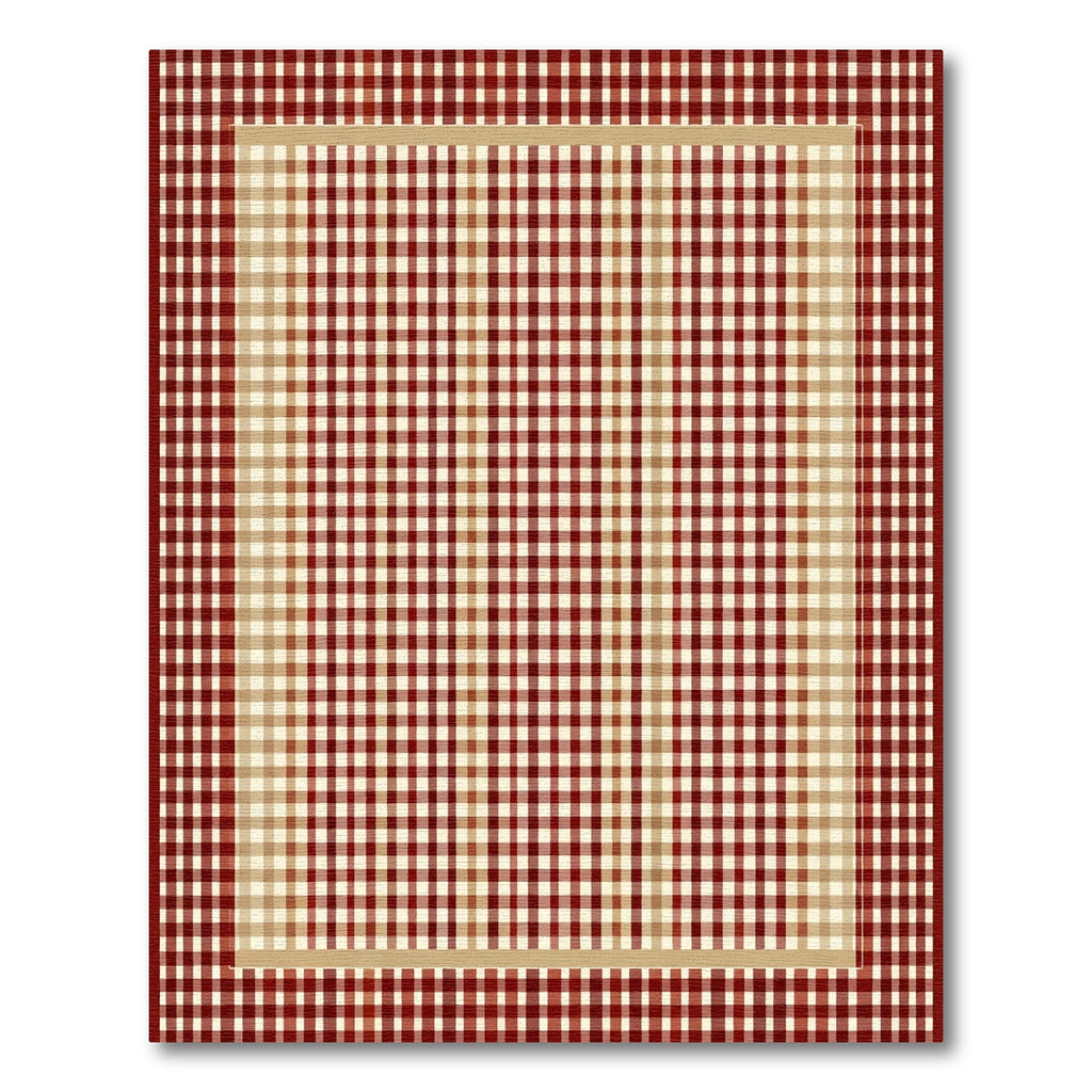 Red Beige Gingham Border Rug