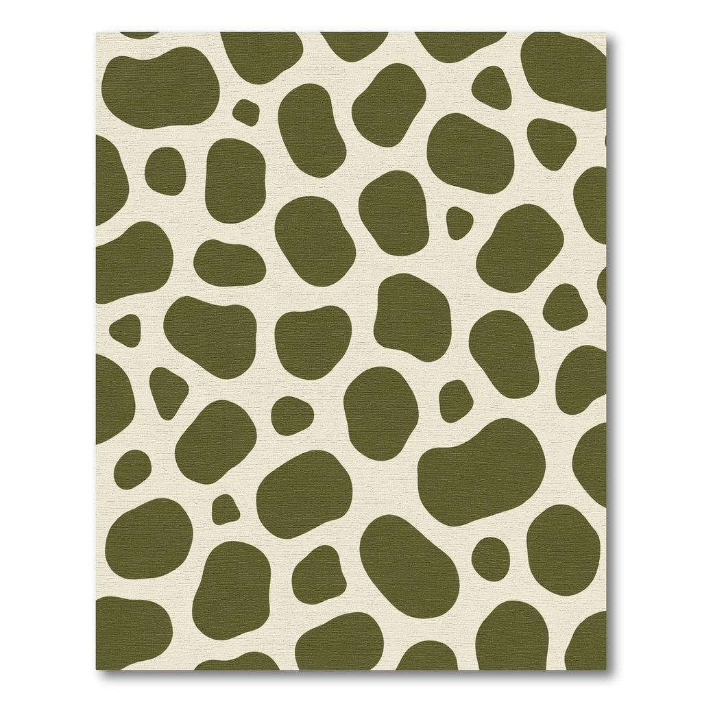 Olive Green Abstract Blob Rug
