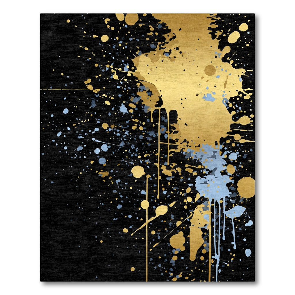 Gold Blue Splatter Abstract Splash Rug