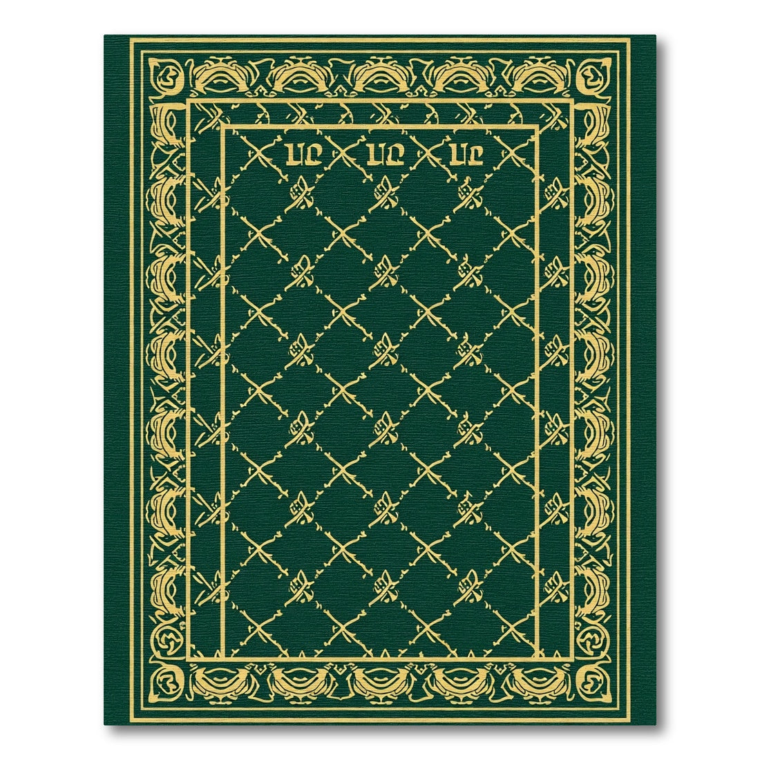 Emerald Gold Ornate Border Diamond Rug
