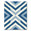 Deep Blue Chevron Gradient Stripes Rug
