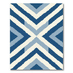 Deep Blue Chevron Gradient Stripes Rug