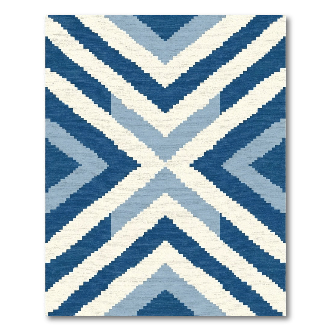 Deep Blue Chevron Gradient Stripes Rug