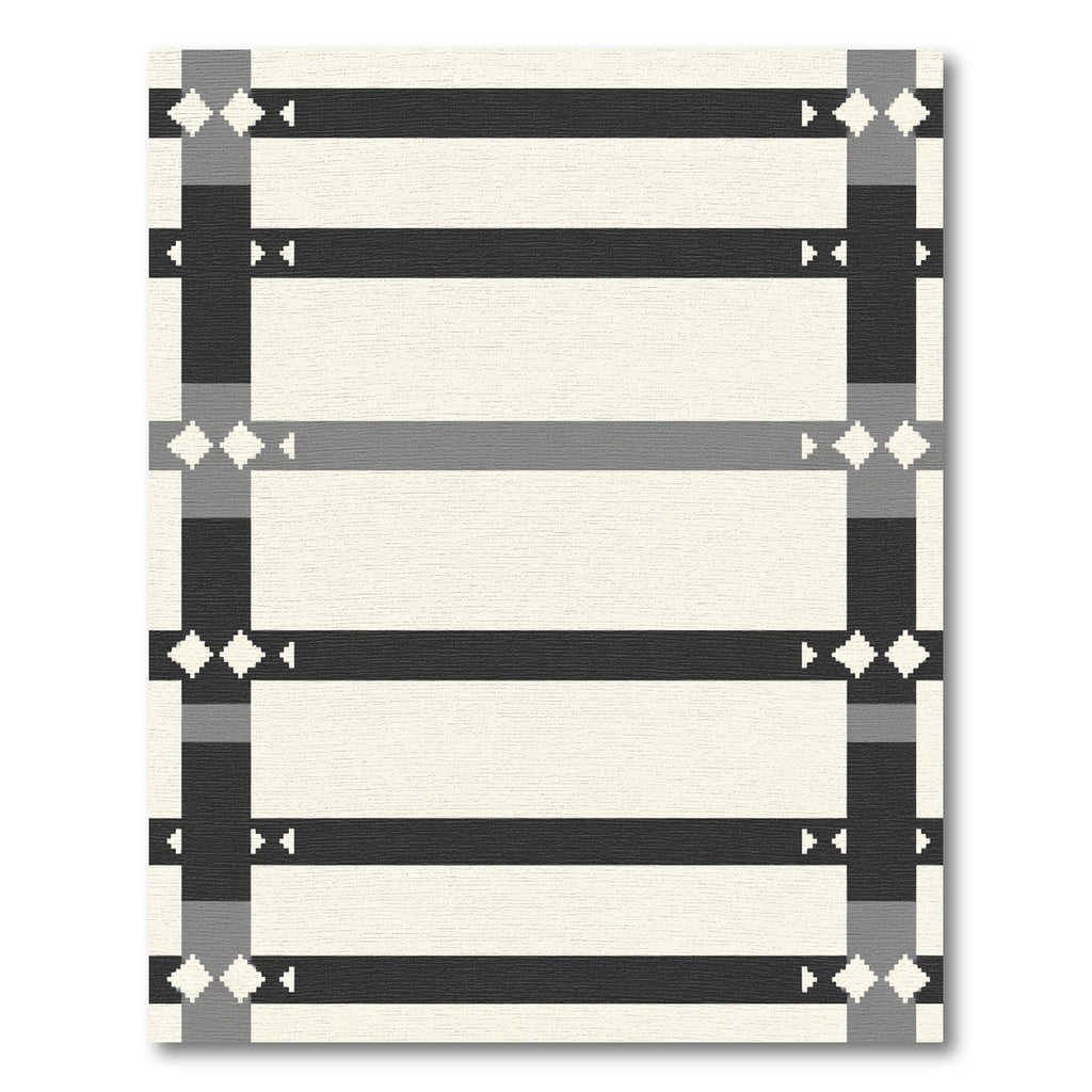 Black Gray Cream Geometric Stripe Rug