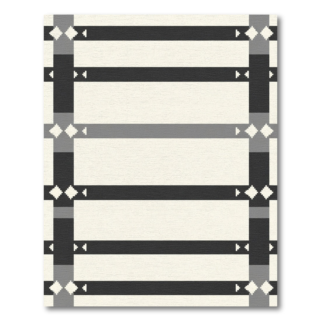 Black Gray Cream Geometric Stripe Rug