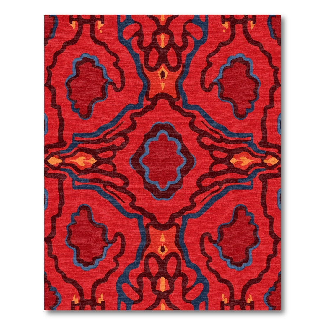 Bold Crimson Abstract Organic Swirls Rug