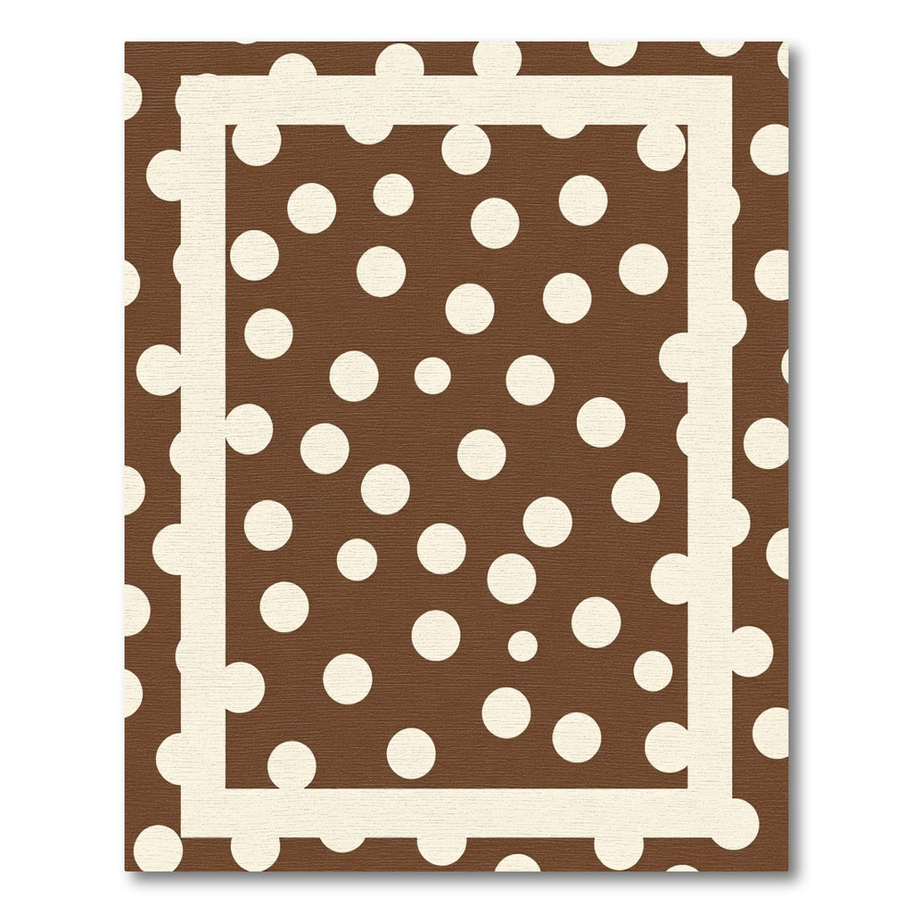 Brown Cream Polka Dot Frame Rug