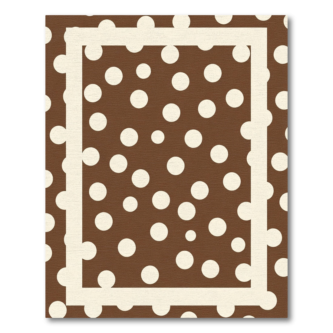 Brown Cream Polka Dot Frame Rug