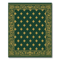 Deep Forest Green Gold Floral Border Rug
