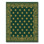 Deep Forest Green Gold Floral Border Rug