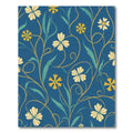 Navy Blue Floral Vine Swirl Rug
