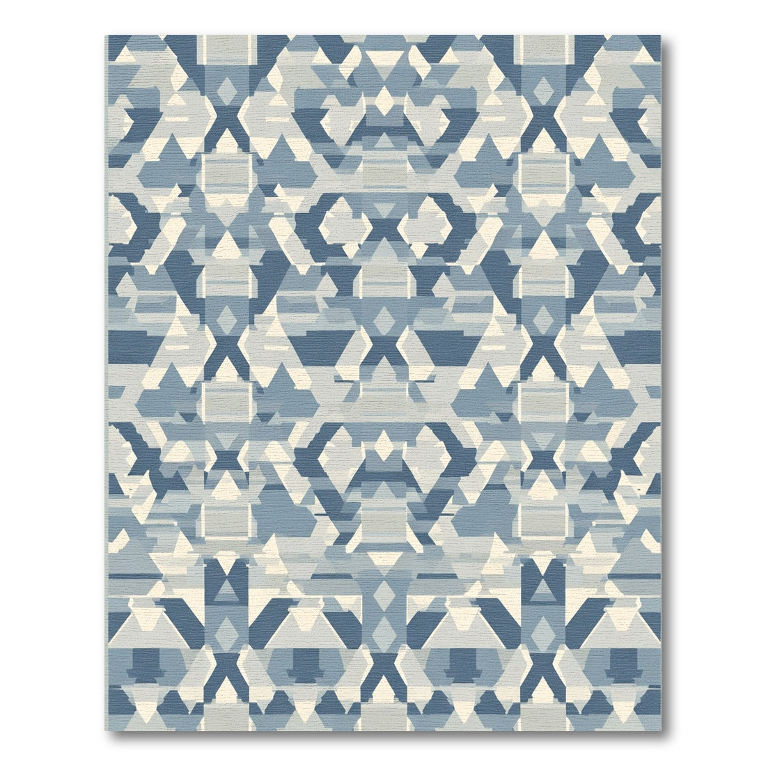 Geometric Blue Diamond Abstract Rug