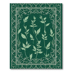 Deep Green Botanical Vine Border Rug