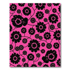Bold Black Floral Arrangement Hot Pink Rug