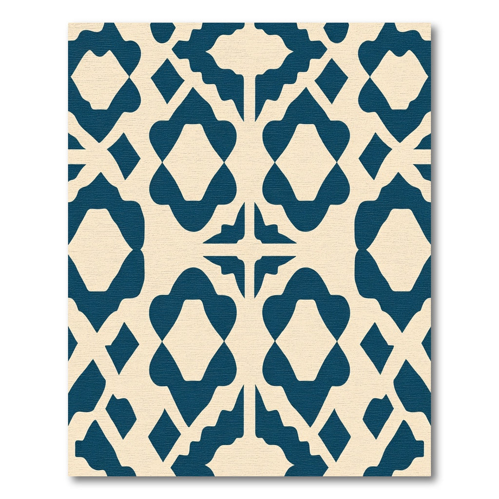 Navy cream quatrefoil lattice Rug