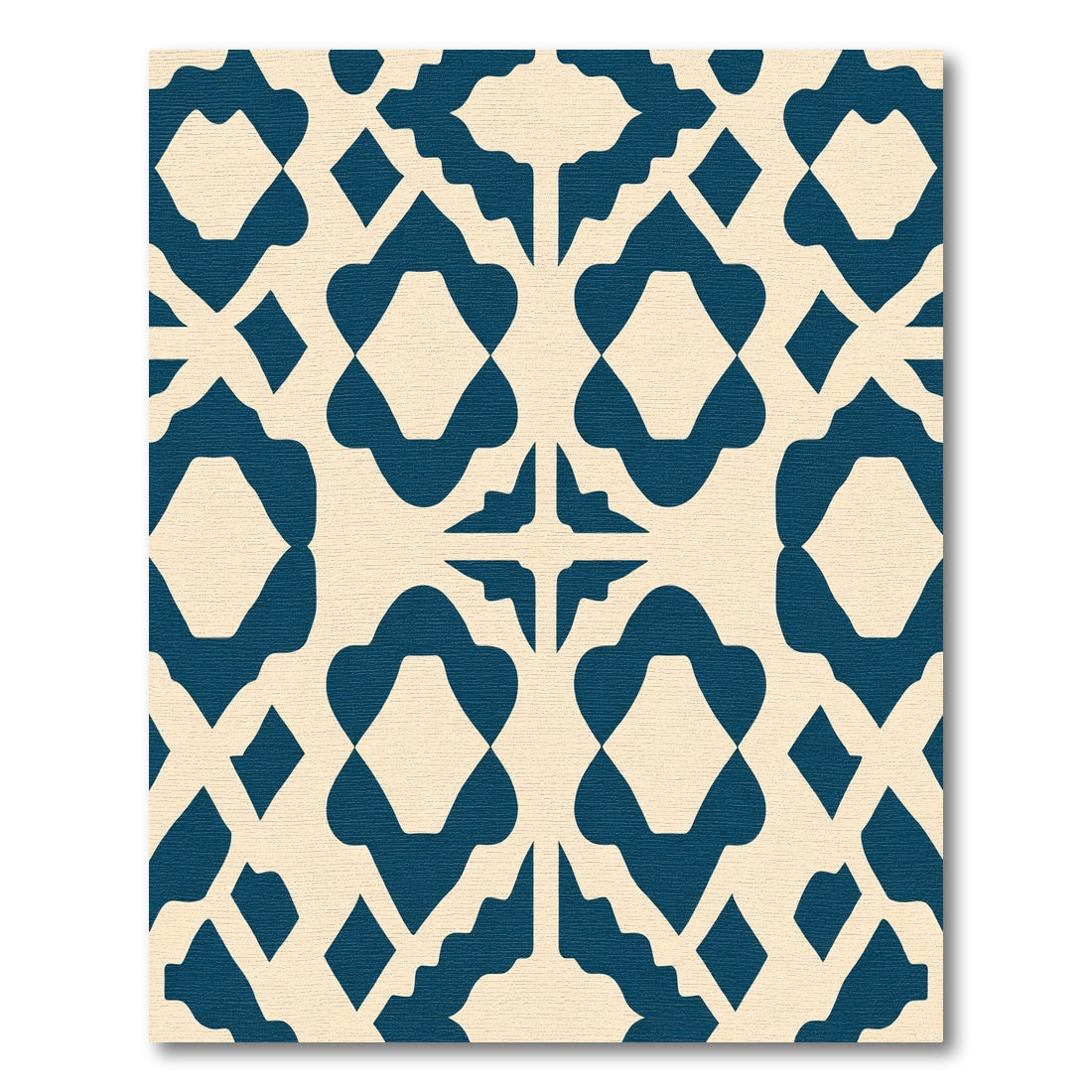Navy cream quatrefoil lattice Rug